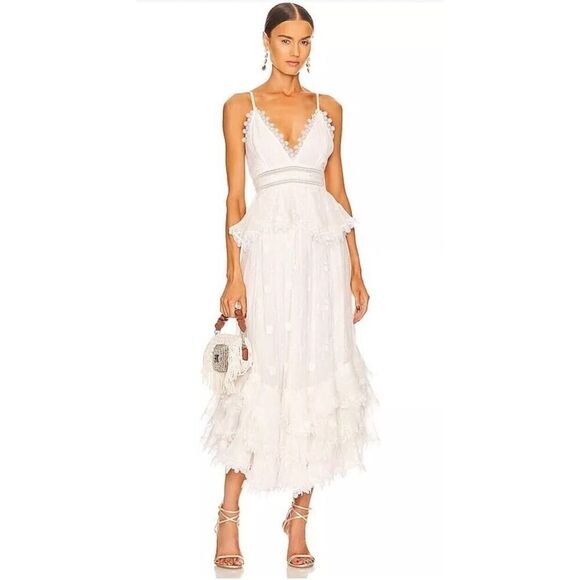 ROCOCO SAND Long Dress Off White Straps Embroidery Maxi S - Picture 2 of 16